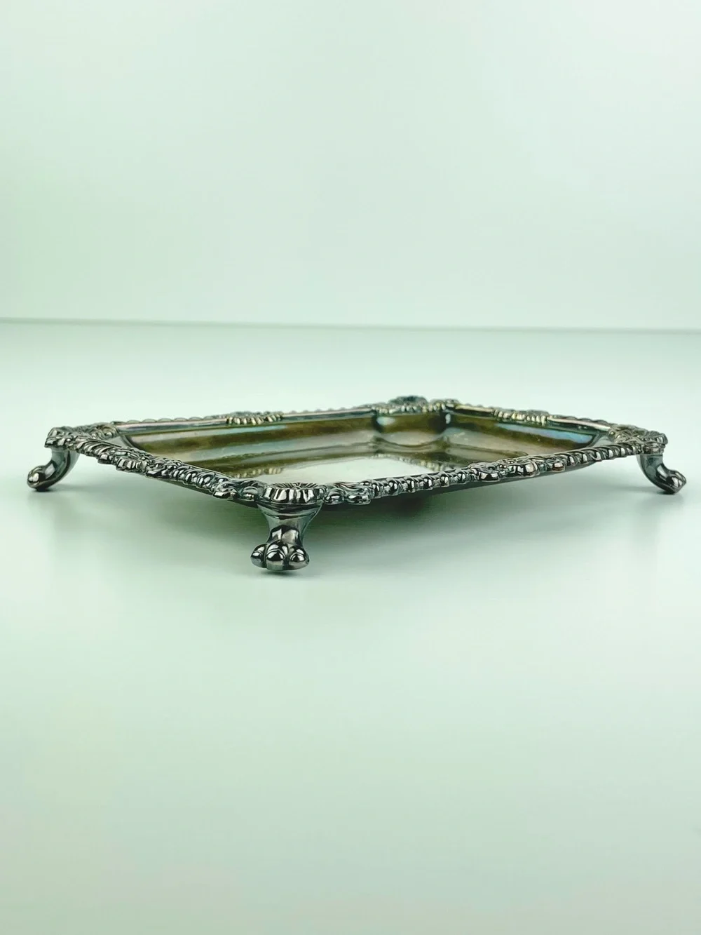 VTG Rideau Plate Silver Plated EP Copper Decorative Footed Soap Dish Victorian